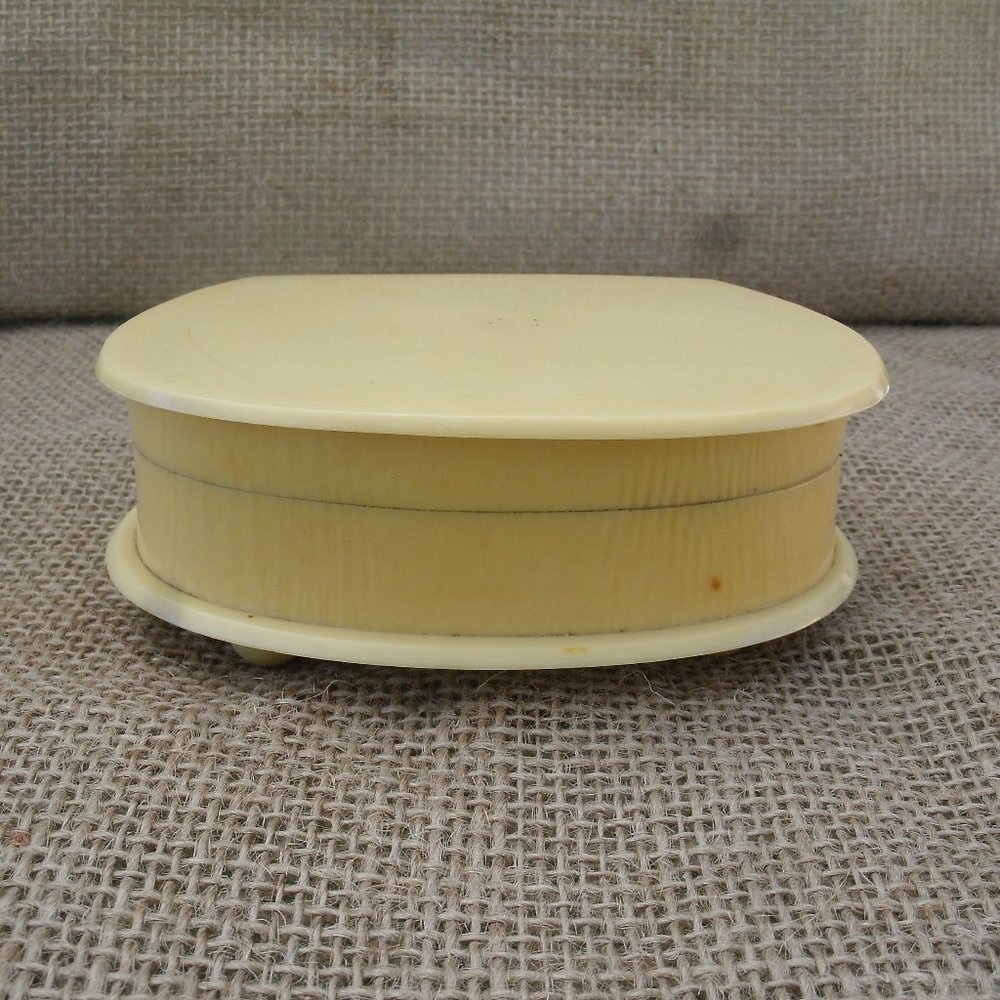 Antique Ivory Pyralin Trinket Box from France